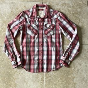 Hollister Western Snap Front Plaid  Shirt